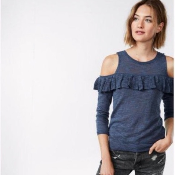 Express Tops - NWT Express Yolk Ruffle Cold Shoulder Top